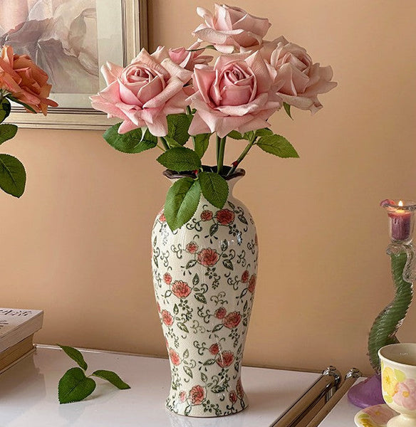 Ceramic Bouquet Vases, Tall Flower Vases on Table, Rustic Porcelain Flower Vases, Handmade Water Holding Flower Vases-ArtWorkCrafts.com