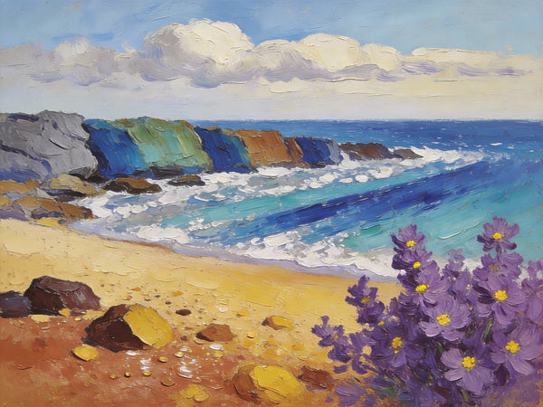 Small Wall Paintings, Seashore Beach Painting, Simple Painting Ideas, Landscape Canvas Paintings, On Canvas Small Paintings, Impasto Wall Art Paintings-ArtWorkCrafts.com