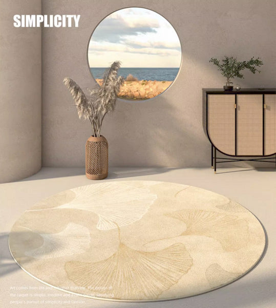 Entryway Round Rugs, Circular Modern Rugs under Coffee Table, Modern Round Rugs for Dining Room, Abstract Contemporary Round Rugs under Sofa-ArtWorkCrafts.com