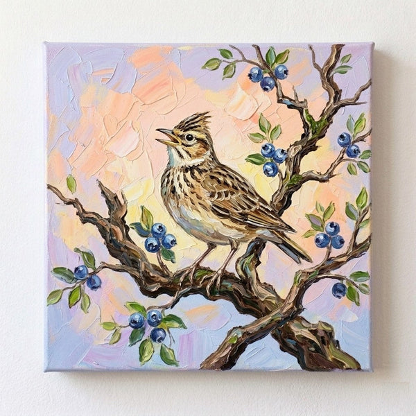Hand Painted Canvas Art, Abstract Lark Bird Painting, Original Acrylic Paintings, Small Art on Canvas, Impasto Artwork, Heavy Texture Painting, Ready to Hang-ArtWorkCrafts.com