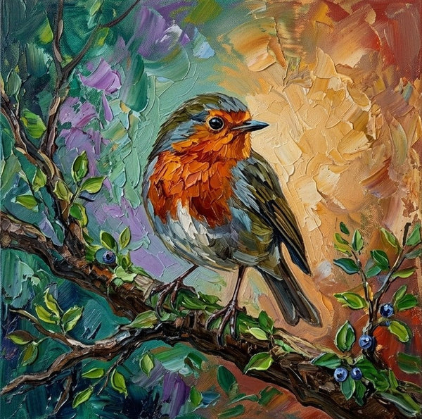 Impasto Artwork, Abstract Robin Bird Painting, Original Acrylic Paintings, Hand Painted Canvas Art, Small Art on Canvas, Heavy Texture Painting, Ready to Hang-ArtWorkCrafts.com