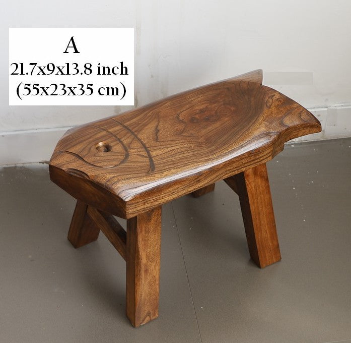 Solid Wood low Stool, Creative Shoe-changing Stool, Handmade Vintage Old Elm Wood Stool, Children's Wooden Stool, Sofa Stool, Dining Table Stool-ArtWorkCrafts.com