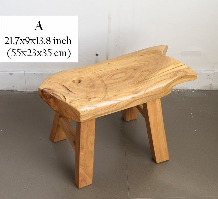 Children's Wooden Stool, Sofa Stool, Dining Table Stool, Handmade Solid Wood low Stool, Creative Shoe-changing Stool, Old Elm Wood Stool-ArtWorkCrafts.com