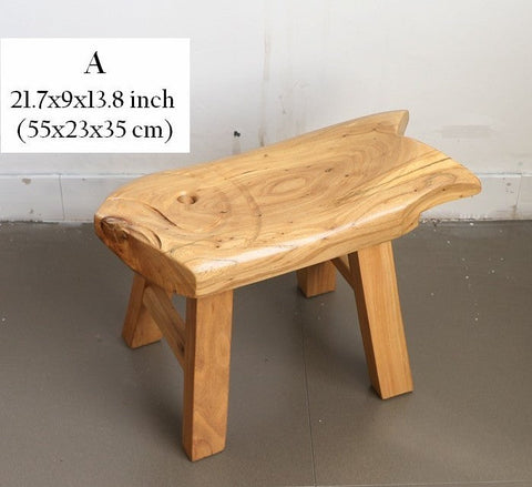 Children's Wooden Stool, Sofa Stool, Dining Table Stool, Handmade Solid Wood low Stool, Creative Shoe-changing Stool, Old Elm Wood Stool-ArtWorkCrafts.com