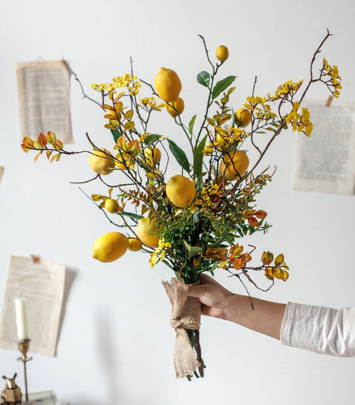 Lemon Branch, Fragrans stems, Fern leaf, Creative Flower Arrangement Ideas for Home Decoration, Unique Artificial Flowers, Simple Artificial Floral for Dining Room Table-ArtWorkCrafts.com
