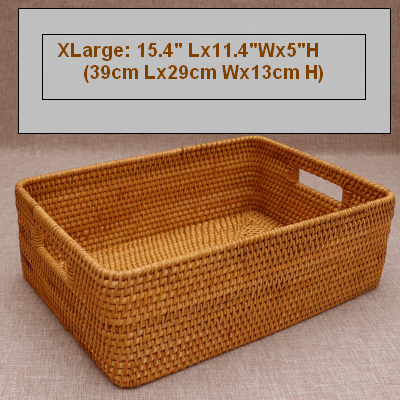 Woven Storage Baskets, Rectangular Storage Baskets, Rattan Storage Basket for Shelves, Kitchen Storage Baskets, Storage Baskets for Bathroom-ArtWorkCrafts.com
