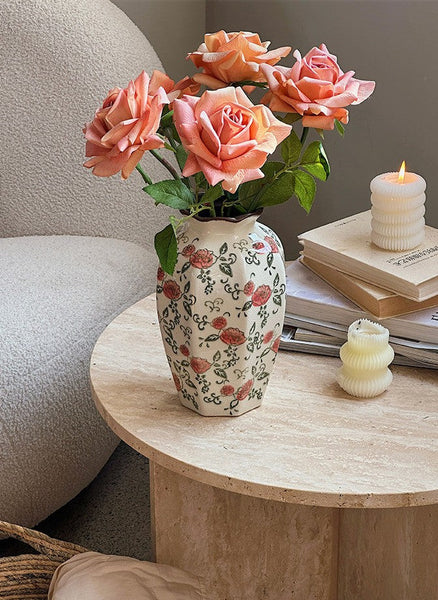 Rustic Porcelain Flower Vases, Handmade Water Holding Flower Vases, Ceramic Bouquet Vases, Tall Flower Vases on Table-ArtWorkCrafts.com