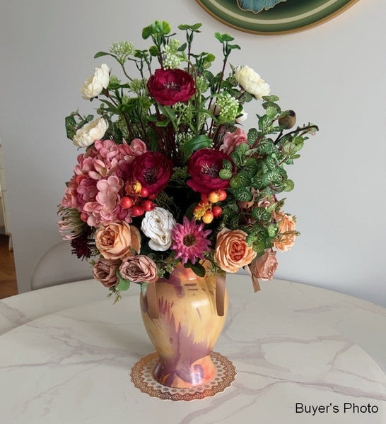 Modern Large Bunch of Flowers Arrangement Interior Design, Creative Artificial Floral Arrangement for Bedroom, Creative Faux Silk Floral Bouquet Table Centerpiece-ArtWorkCrafts.com