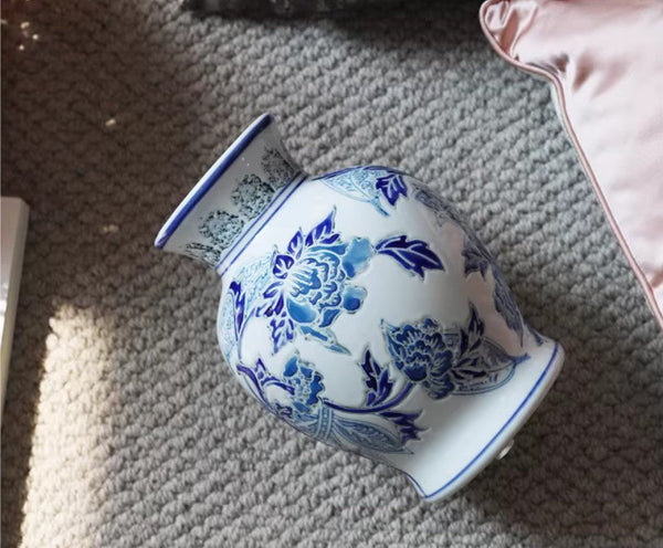 Porcelain Flower Vases, Centerpiece Ceramic Bouquet Vases, Handmade Flower Vase, Vintage Flower Vases on Dining Table-ArtWorkCrafts.com