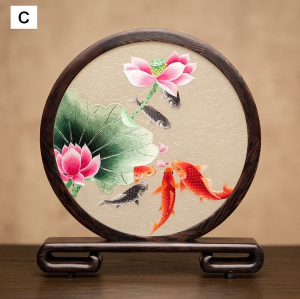 Exclusive Business Present Panda Embroidered Decor, Traditional Chinese Suzhou Embroidery Ornament, Premium Souvenir, Unique Birthday Gift-ArtWorkCrafts.com
