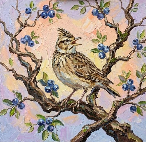 Original Small Paintings, Lark Bird Painting, Ready to Hang Artwork, Acrylic Art on Canvas, Heavy Texture Artwork, Impasto Paintings, Hand Painted Canvas Art-ArtWorkCrafts.com
