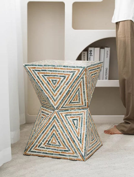 Contemporary Small Sofa Side Table, Shell Small Side Table, Unique Small End Table, Portable Casual Side Table, Creative Coffee Table-ArtWorkCrafts.com