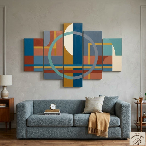 Bedroom Wall Art Paintings, Colorful Abstract Paintings, Geometric Modern Art, Hand Painted Acrylic Art-ArtWorkCrafts.com