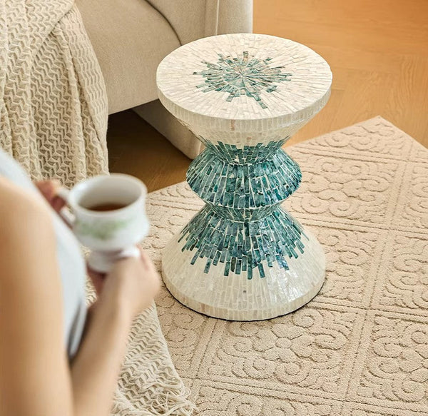 Bedside Small Side Table, Modern Side Table, Shell Small Sofa Side Table, Contemporary Bedside Table, Small End Table, Portable Casual Side Table, Creative Coffee Table, Contemporary Side Table-ArtWorkCrafts.com