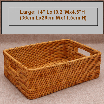 Woven Storage Baskets, Rectangular Storage Baskets, Rattan Storage Basket for Shelves, Kitchen Storage Baskets, Storage Baskets for Bathroom-ArtWorkCrafts.com