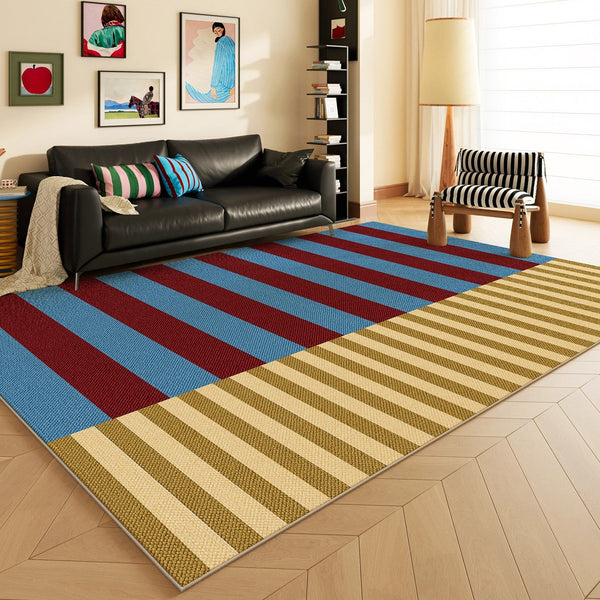 Modern Living Room Rug Ideas, Blue Mid Century Modern Rugs, Colorful Modern Rugs for Dining Room, Geometric Contemporary Area Rugs-ArtWorkCrafts.com