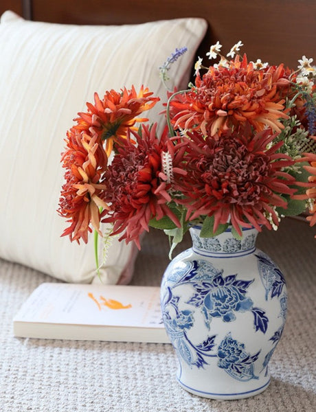 Porcelain Flower Vases, Centerpiece Ceramic Bouquet Vases, Handmade Flower Vase, Vintage Flower Vases on Dining Table-ArtWorkCrafts.com