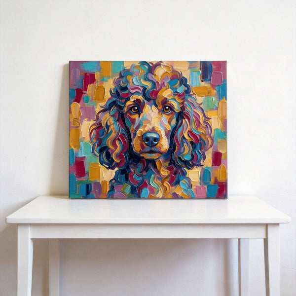 Colorful Abstract Pet Portrait Painting, Poodle Dog Portrait, Hand Painted Canvas Art, Impasto Artwork, Small Art on Canvas, Original Acrylic Paintings, Heavy Texture Painting-ArtWorkCrafts.com