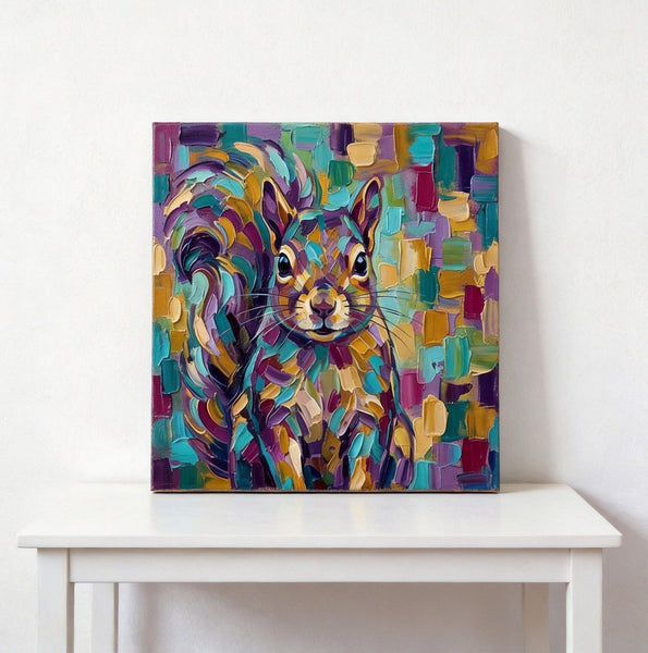 Hand Painted Canvas Art, Abstract Squirrel Painting, Impasto Artwork, Abstract Animal Painting, Original Acrylic Paintings, Heavy Texture Painting, Small Art on Canvas-ArtWorkCrafts.com