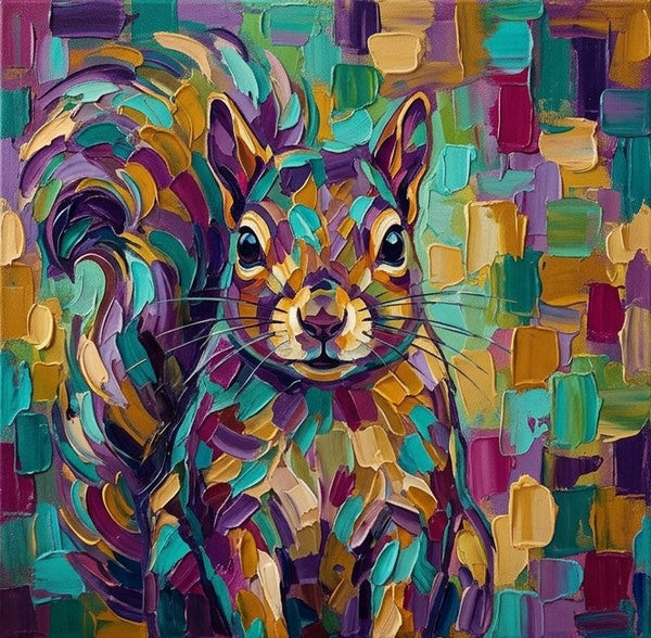 Hand Painted Canvas Art, Abstract Squirrel Painting, Impasto Artwork, Abstract Animal Painting, Original Acrylic Paintings, Heavy Texture Painting, Small Art on Canvas-ArtWorkCrafts.com