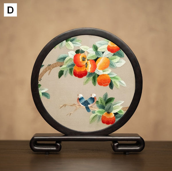 Flower and Bird Embroidered Decor, Unique Birthday Gift, Exclusive Business Present, Traditional Chinese Suzhou Embroidery Ornament, Premium Souvenir-ArtWorkCrafts.com