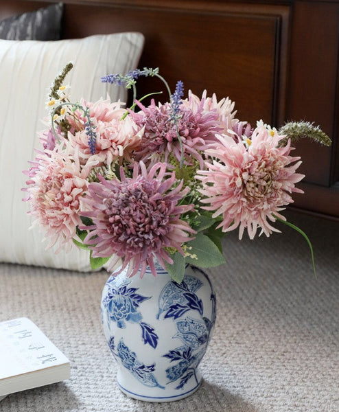 Porcelain Flower Vases, Centerpiece Ceramic Bouquet Vases, Handmade Flower Vase, Vintage Flower Vases on Dining Table-ArtWorkCrafts.com