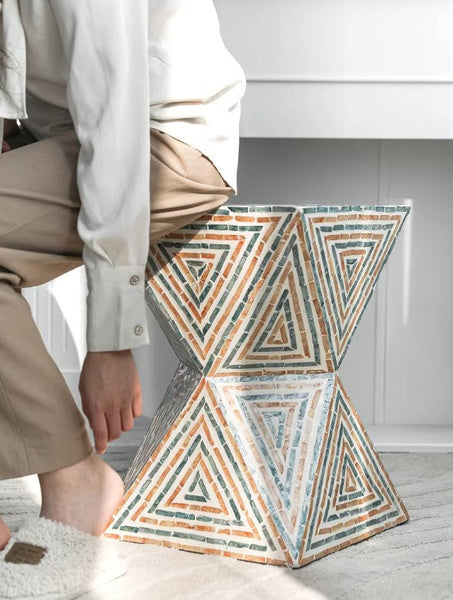 Contemporary Small Sofa Side Table, Shell Small Side Table, Unique Small End Table, Portable Casual Side Table, Creative Coffee Table-ArtWorkCrafts.com