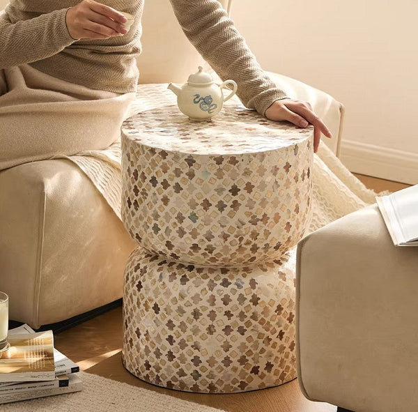 Elegant Small End Table, Modern Side Table, Contemporary Bedside Table, Bedside Small Side Table, Creative Coffee Table, Contemporary Side Table, Portable Casual Side Table, Shell Small Sofa Side Table-ArtWorkCrafts.com