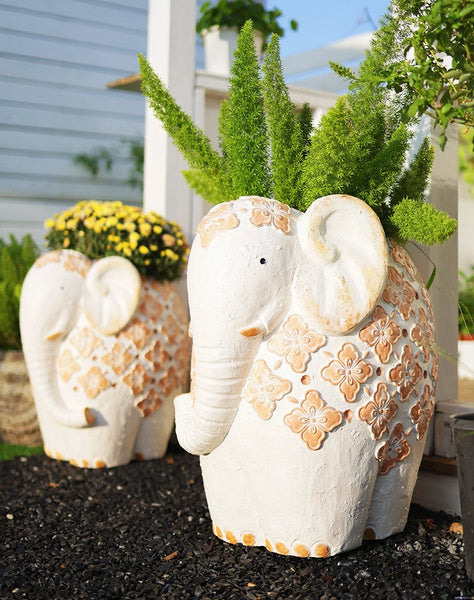 Oversized Modern Garden Flower Pot, Extra Large Elephant Garden Flowerpots, Animal Statue for Garden Ornaments, Resin Statue for Garden, Villa Outdoor Garden Flower Pots-ArtWorkCrafts.com