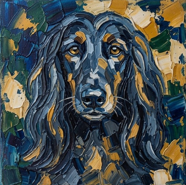 Hand Painted Canvas Art, Abstract Pet Portrait Painting, Impasto Artwork, Afghan Hound Dog Portrait, Heavy Texture Painting, Small Acrylic Paintings, Original Small Paintings-ArtWorkCrafts.com