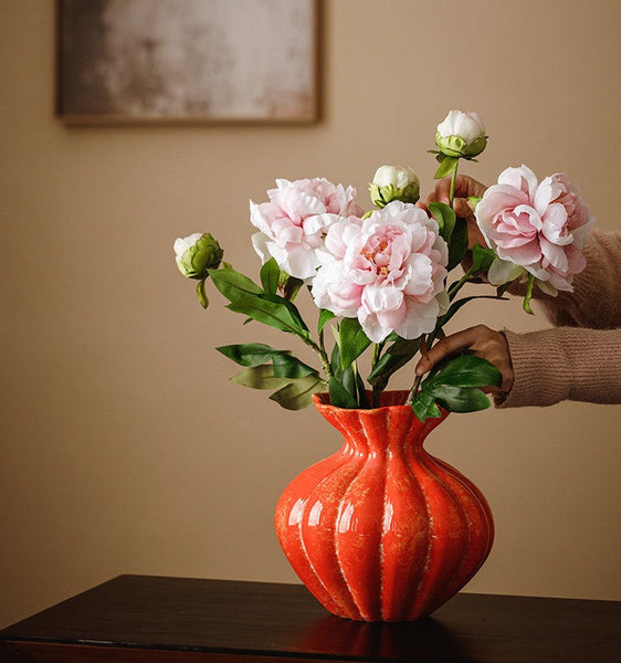 Modern Flower Vase Centerpiece on Table, Handmade Water Holding Flower Vases, Porcelain Flower Vases, Ceramic Bouquet Vases-ArtWorkCrafts.com