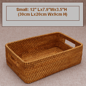 Woven Storage Baskets, Rectangular Storage Baskets, Rattan Storage Basket for Shelves, Kitchen Storage Baskets, Storage Baskets for Bathroom-ArtWorkCrafts.com