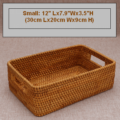 Woven Storage Baskets, Rectangular Storage Baskets, Rattan Storage Basket for Shelves, Kitchen Storage Baskets, Storage Baskets for Bathroom-ArtWorkCrafts.com