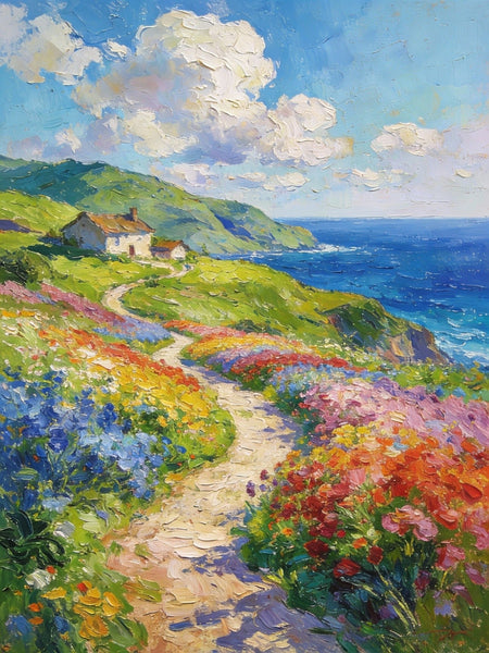 Serene Floral Path, A Luminous Landscape, Original Artwork Small Paintings, Hand Painted Canvas Art, Heavy Texture Wall Art Paintings, On Canvas Small Paintings-ArtWorkCrafts.com