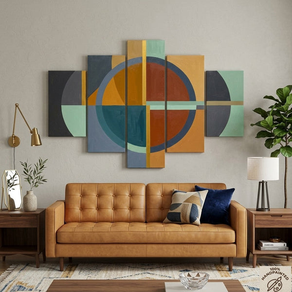 Bedroom Wall Art Paintings, Geometric Modern Art, Colorful Abstract Paintings, Hand Painted Acrylic Art-ArtWorkCrafts.com