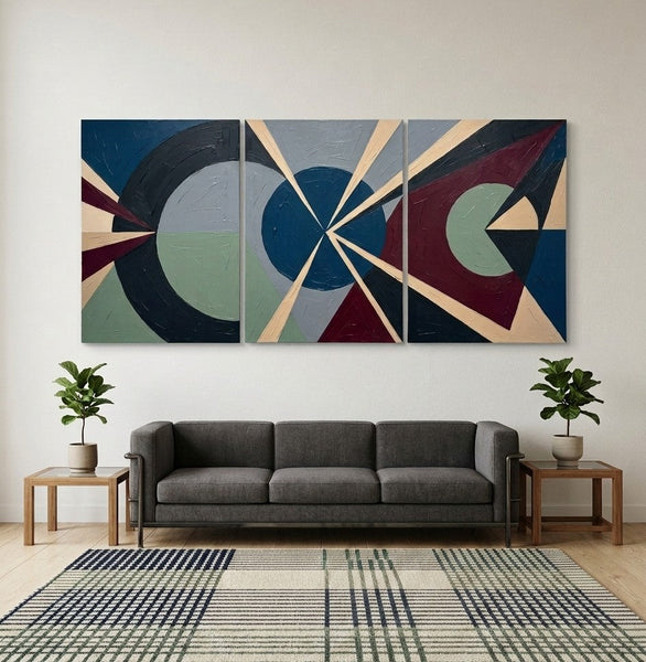 Original Abstract Art, Large Group Paintings for Living Room, Multi Panel Canvas Artwork, Geometric Modern Paintings-ArtWorkCrafts.com