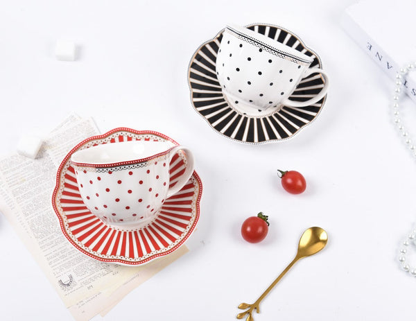 Elegant Modern Ceramic Coffee Cups, Creative Porcelain Tea Cup Saucer Set, Unique Porcelain Cup and Saucer, Afternoon British Tea Cups-ArtWorkCrafts.com