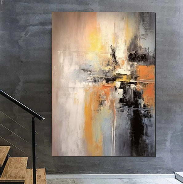 Heavy Texture Painting, Bedroom Abstract Paintings, Large Acrylic Canvas Paintings, Simple Wall Art Ideas, Modern Abstract Painting-ArtWorkCrafts.com