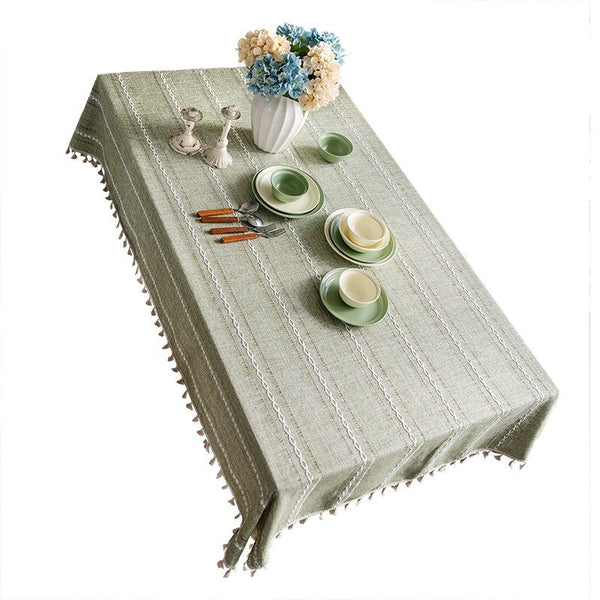 Rectangular Tablecloth for Sale, Modern Table Cloths for Dining Room, Kitchen Rectangular Table Covers, Farmhouse Green Cotton and Linen Table Cloth-ArtWorkCrafts.com