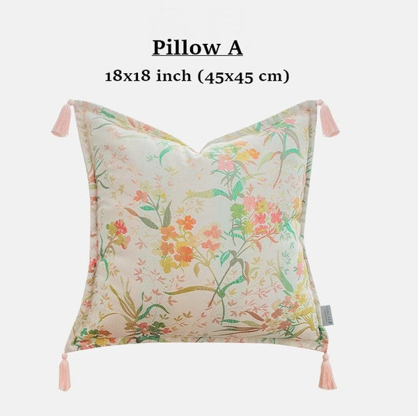 Decorative Pillows for Bed, Living Room Decorative Pillows, Modern Decorative Cushions, Decorative Pillow Arrangement Ideas for Interior Design, Embroidered Floral Bird Pattern Pillow Covers-ArtWorkCrafts.com