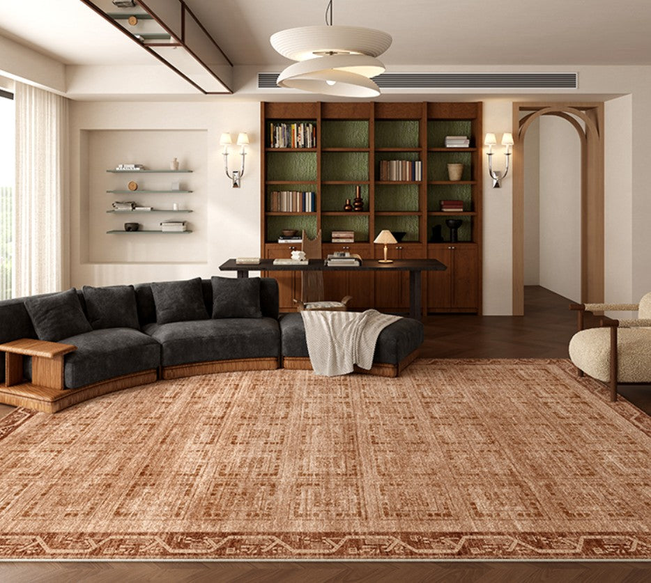 Large Abstract Rugs for Living Room, Mid Century Geometric Contemporary Modern Rugs Next to Bed, Large Modern Area Rugs-ArtWorkCrafts.com