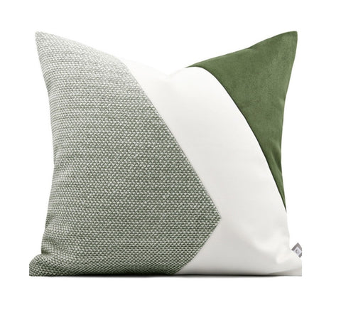 Green White Modern Pillows for Couch, Abstract Decorative Throw Pillows for Living Room, Large Modern Sofa Cushion, Decorative Pillow Covers-ArtWorkCrafts.com