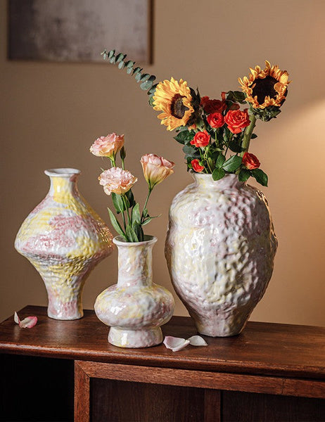 Modern Bouquet Flower Vases, Handmade Water Holding Flower Vases, Centerpiece on Dining Table, Large Flower Vase on Table, Pottery Flower Vases-ArtWorkCrafts.com