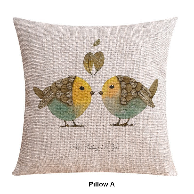 Throw Pillows for Couch, Simple Decorative Pillow Covers, Decorative Sofa Pillows for Children's Room, Love Birds Decorative Throw Pillows-ArtWorkCrafts.com