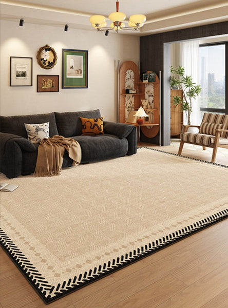 Mid Century Modern Rugs Next to Bed, Modern Rugs for Dining Room, Contemporary Rugs for Bedroom, Cream Modern Carpets for Living Room-ArtWorkCrafts.com