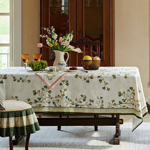 Extra Large Modern Rectangular Tablecloth for Dining Room Table, Ginkgo Leaves Table Covers, Square Tablecloth for Kitchen, Large Tablecloth for Round Table-ArtWorkCrafts.com
