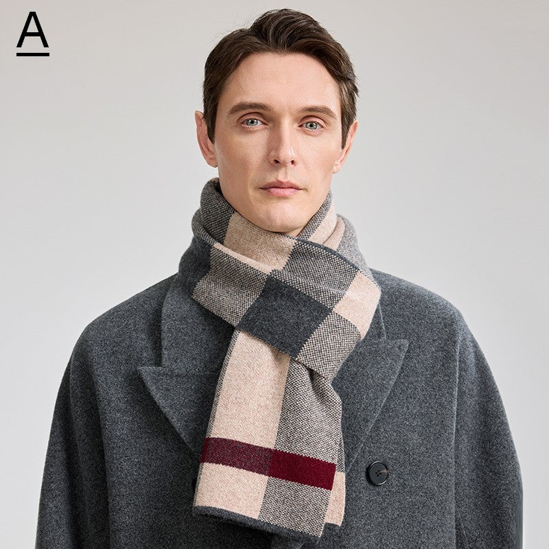 Modern Fashion Scarf, Thick Wool Scarf, Formal Men Scarf Styles, Casual Scarf Men, Men's Winter Scarf, Men's Wool Scarf Winter, Business Wool Scarf for Gentleman-ArtWorkCrafts.com
