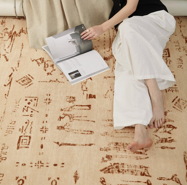 Geometric Contemporary Rugs, Abstract Contemporary Modern Rugs for Dining Room, Mid Century Modern Rugs for Living Room-ArtWorkCrafts.com