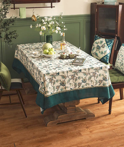 Extra Large Modern Rectangle Tablecloth Ideas for Dining Table, Flower Pattern Farmhouse Table Cloth, Outdoor Picnic Tablecloth, Rustic Square Tablecloth for Coffee Table-ArtWorkCrafts.com