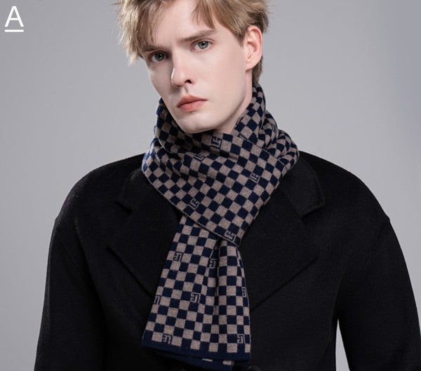 Business Formal Men Scarf Styles, Men's Winter Scarf, Wool Scarf for Gentleman, Thick Wool Scarf, Casual Scarf Men, Men's Wool Scarf Winter, Fashion Scarf-ArtWorkCrafts.com